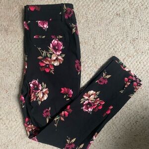 Floral Black Pants